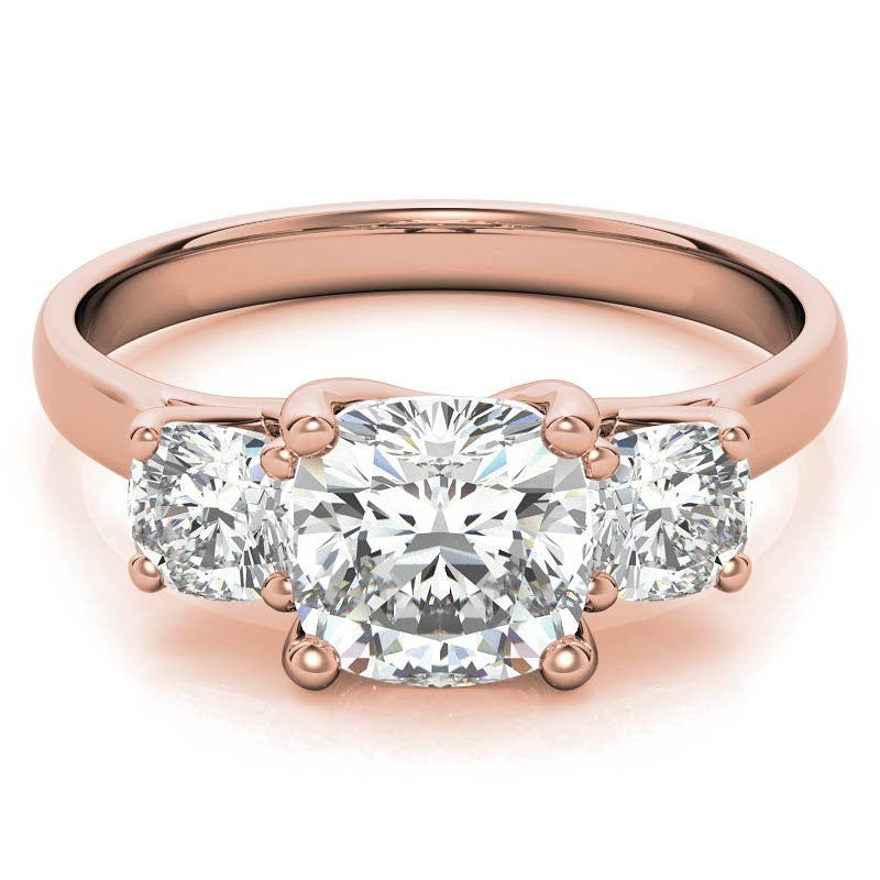Cushion Trellis Moissanite Three-Stone Engagement Ring