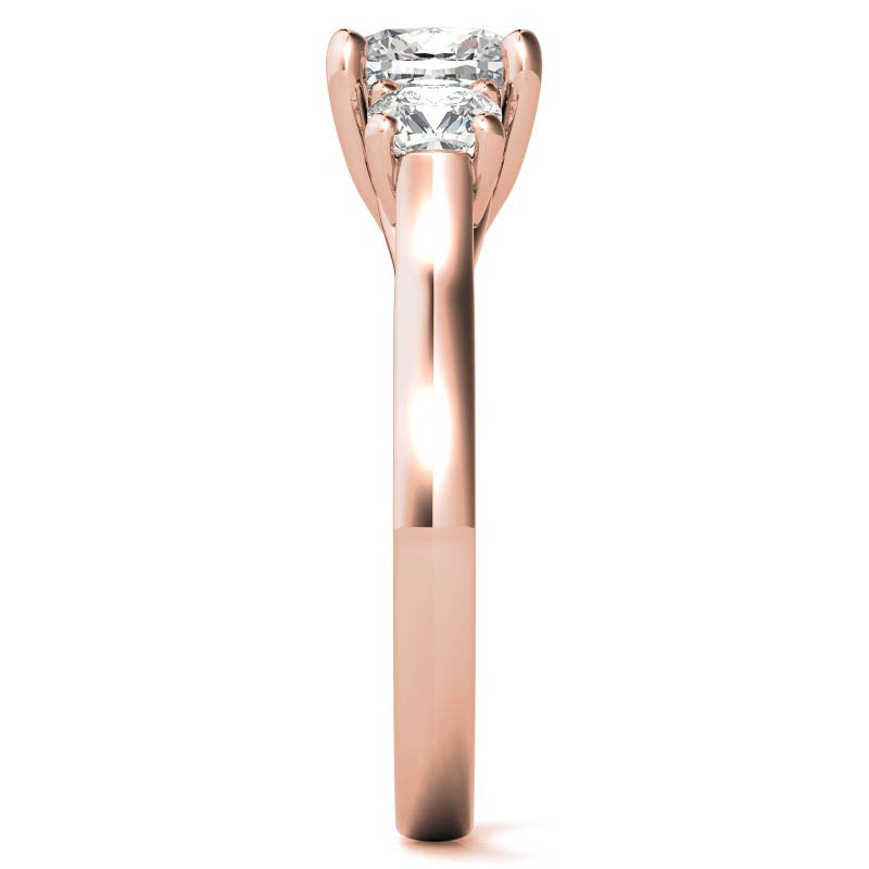 Cushion Trellis Moissanite Three-Stone Engagement Ring