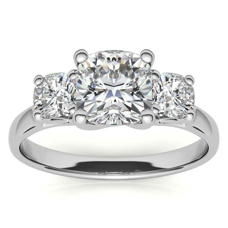 Cushion Trellis Moissanite Three-Stone Engagement Ring
