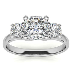 Cushion Trellis Moissanite Three-Stone Engagement Ring