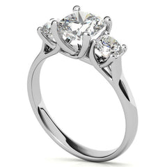 Cushion Trellis Moissanite Three-Stone Engagement Ring