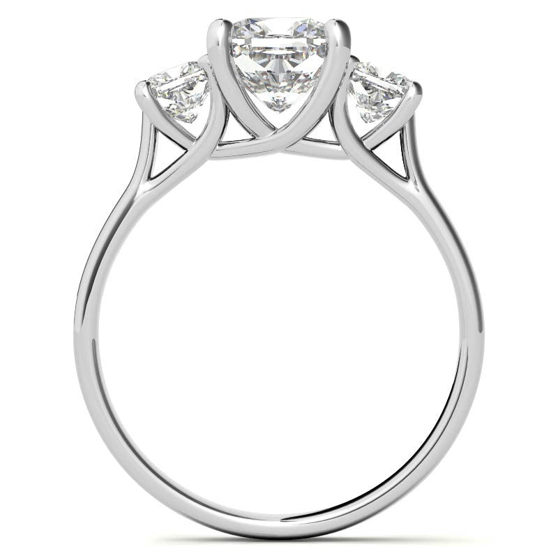 Cushion Trellis Moissanite Three-Stone Engagement Ring