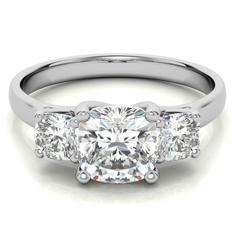 Cushion Trellis Moissanite Three-Stone Engagement Ring