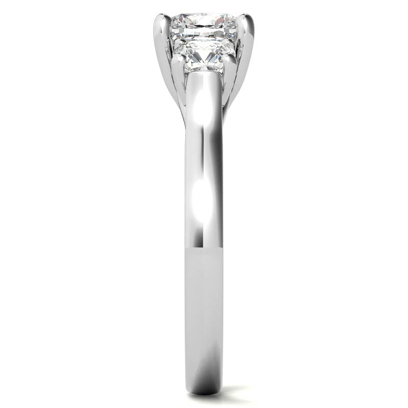 Cushion Trellis Moissanite Three-Stone Engagement Ring