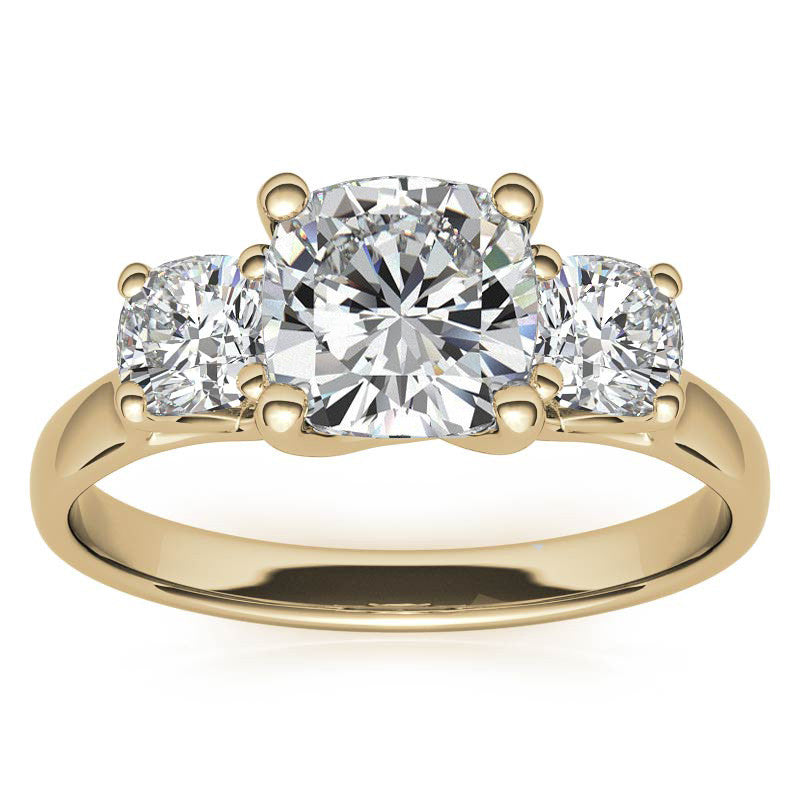 Cushion Trellis Moissanite Three-Stone Engagement Ring