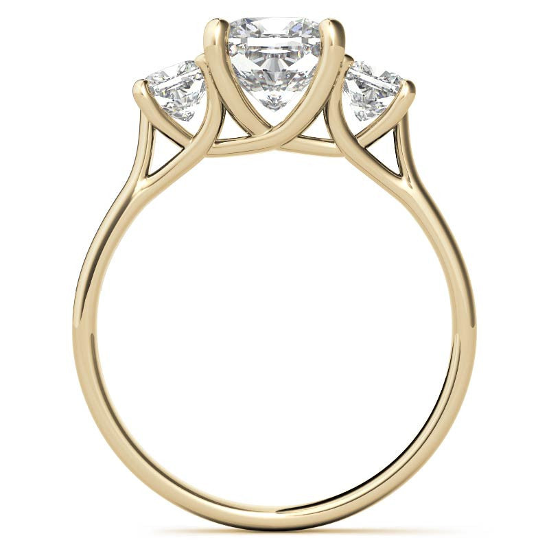Cushion Trellis Moissanite Three-Stone Engagement Ring