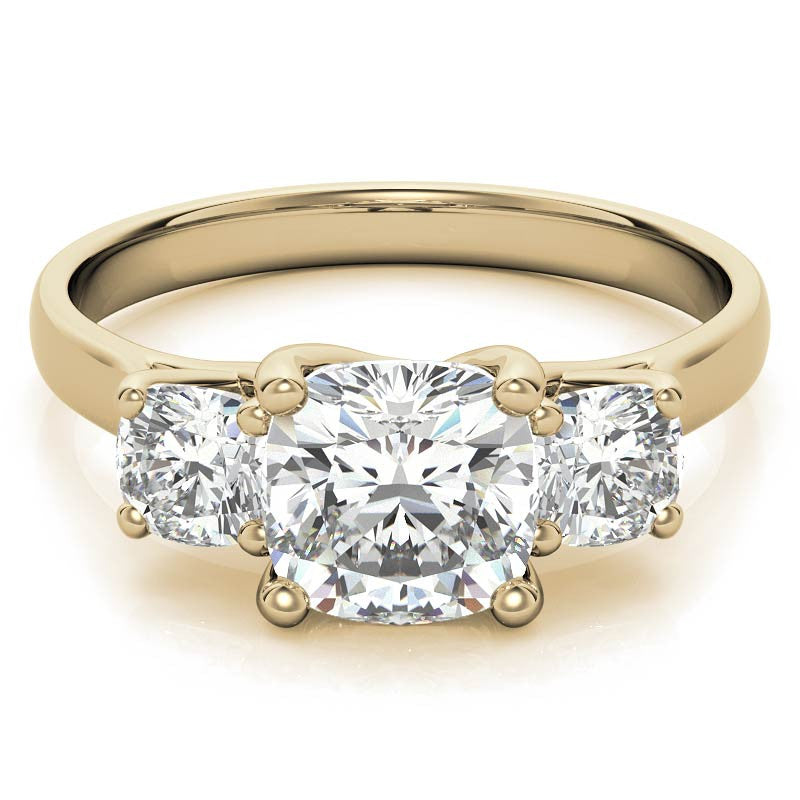 Cushion Trellis Moissanite Three-Stone Engagement Ring
