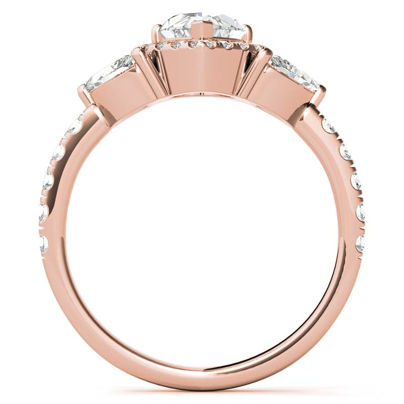Marquise Halo Floral Moissanite Engagement Ring