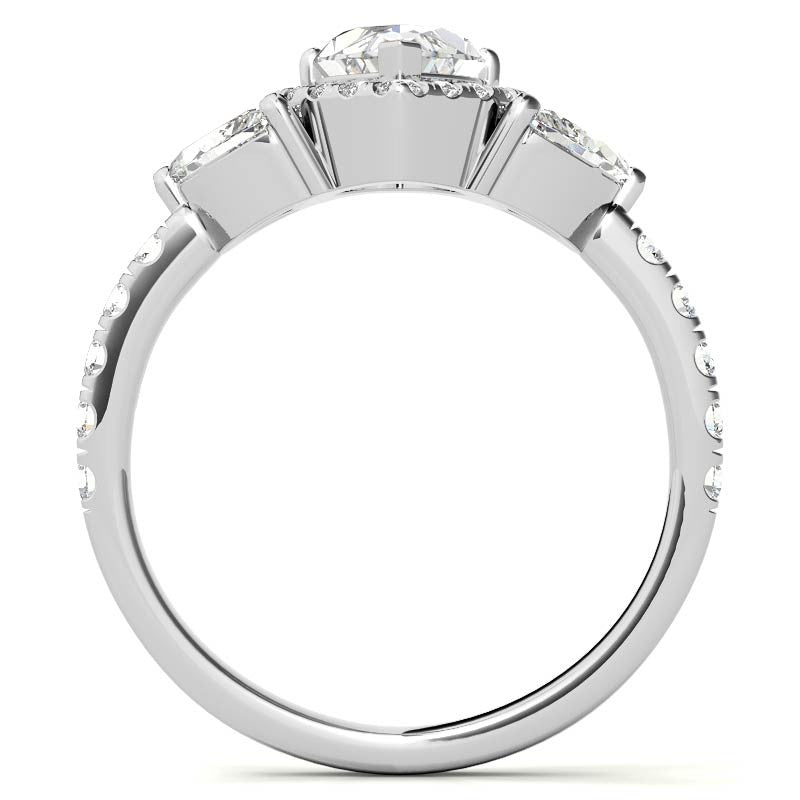 Marquise Halo Floral Moissanite Engagement Ring