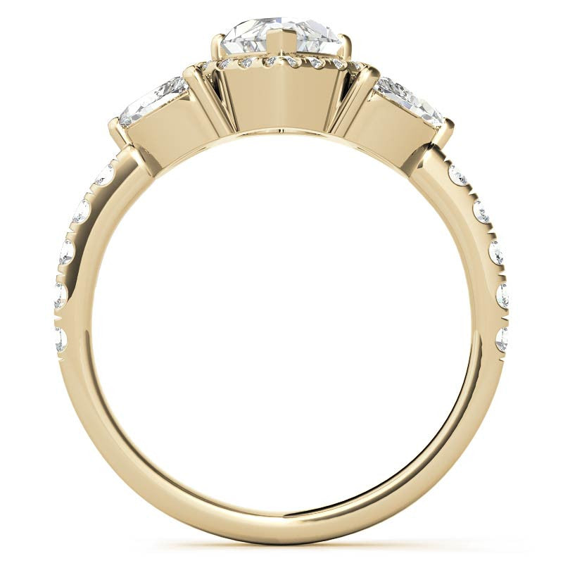 Marquise Halo Floral Moissanite Engagement Ring