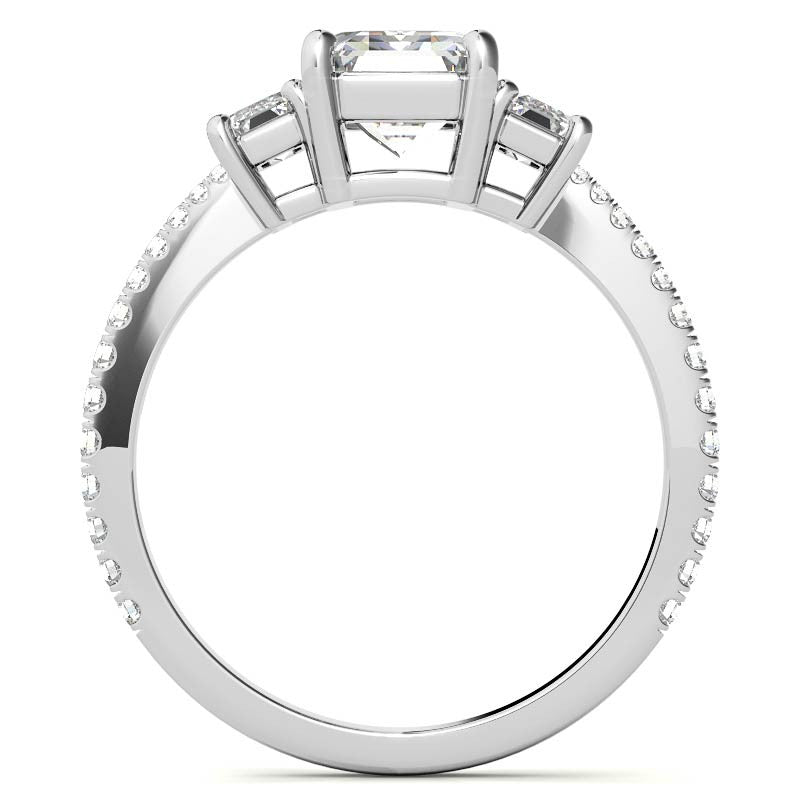 Petite Emerald / Radiant 3-Stone Moissanite Engagement Ring