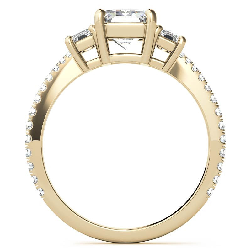 Petite Emerald / Radiant 3-Stone Moissanite Engagement Ring