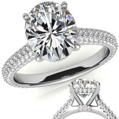 Oval Hidden Halo Pave Style Moissanite Engagement Ring