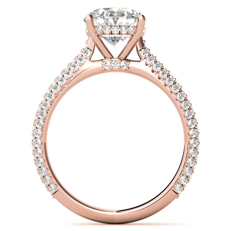 Oval Hidden Halo Pave Style Moissanite Engagement Ring