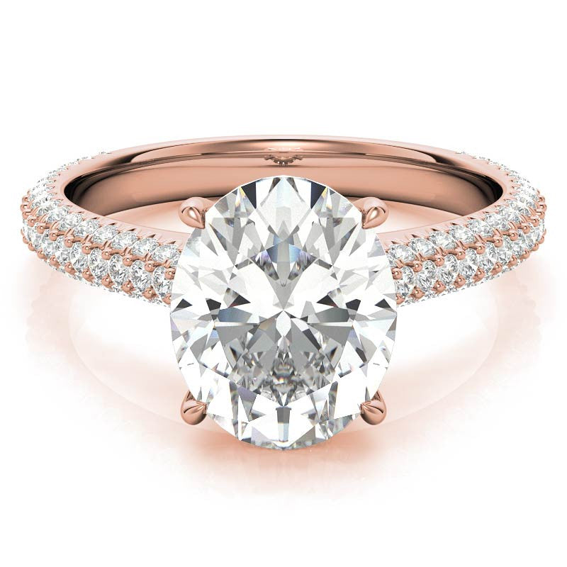 Oval Hidden Halo Pave Style Moissanite Engagement Ring