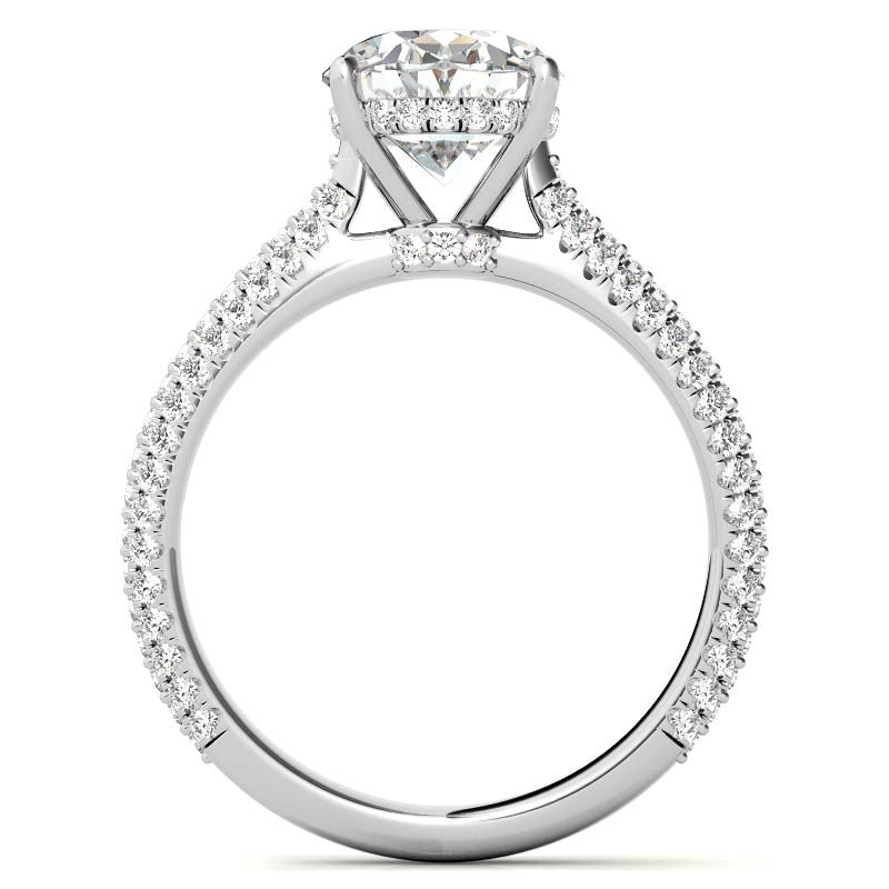 Oval Hidden Halo Pave Style Moissanite Engagement Ring