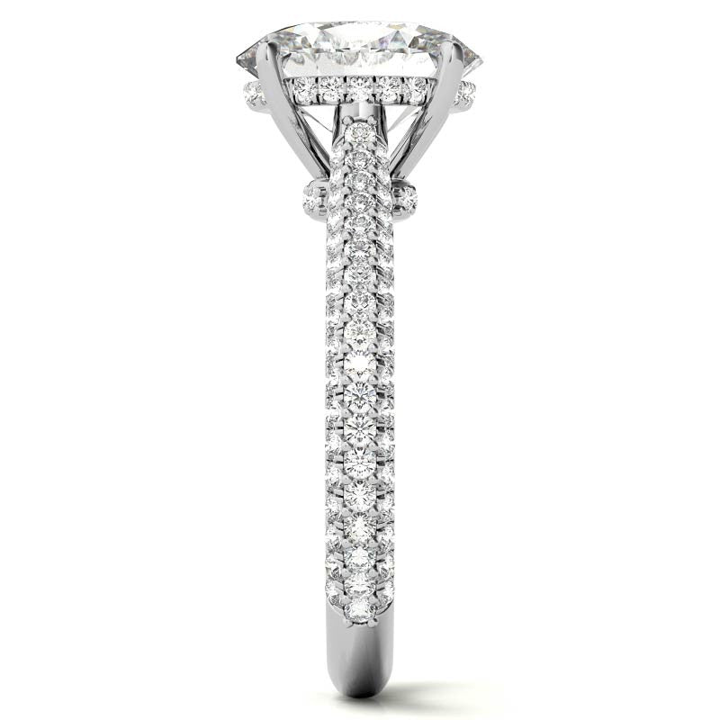 Oval Hidden Halo Pave Style Moissanite Engagement Ring