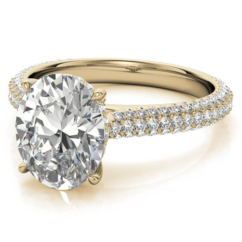 Oval Hidden Halo Pave Style Moissanite Engagement Ring