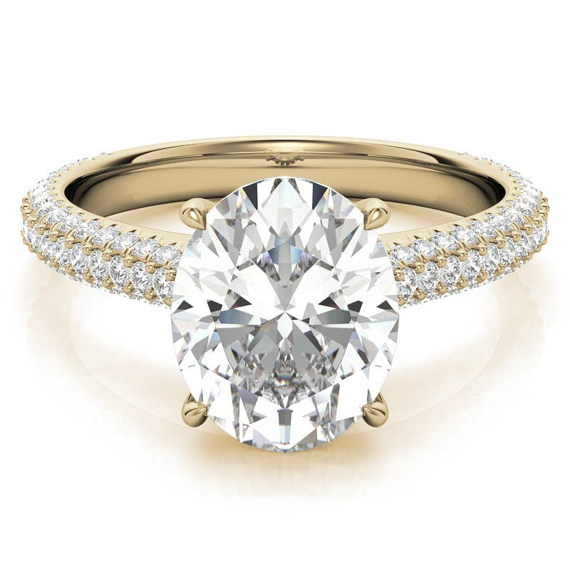Oval Hidden Halo Pave Style Moissanite Engagement Ring