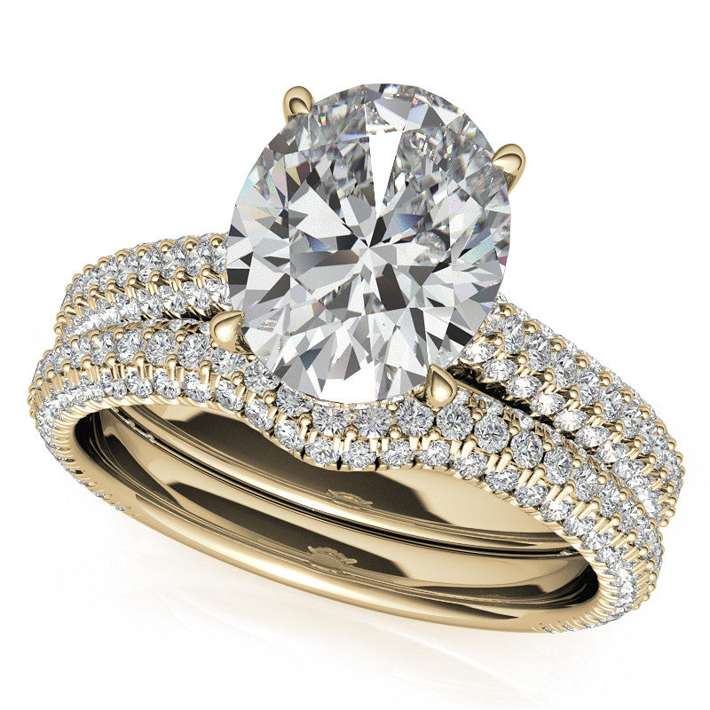 Oval Hidden Halo Pave Style Moissanite Engagement Ring