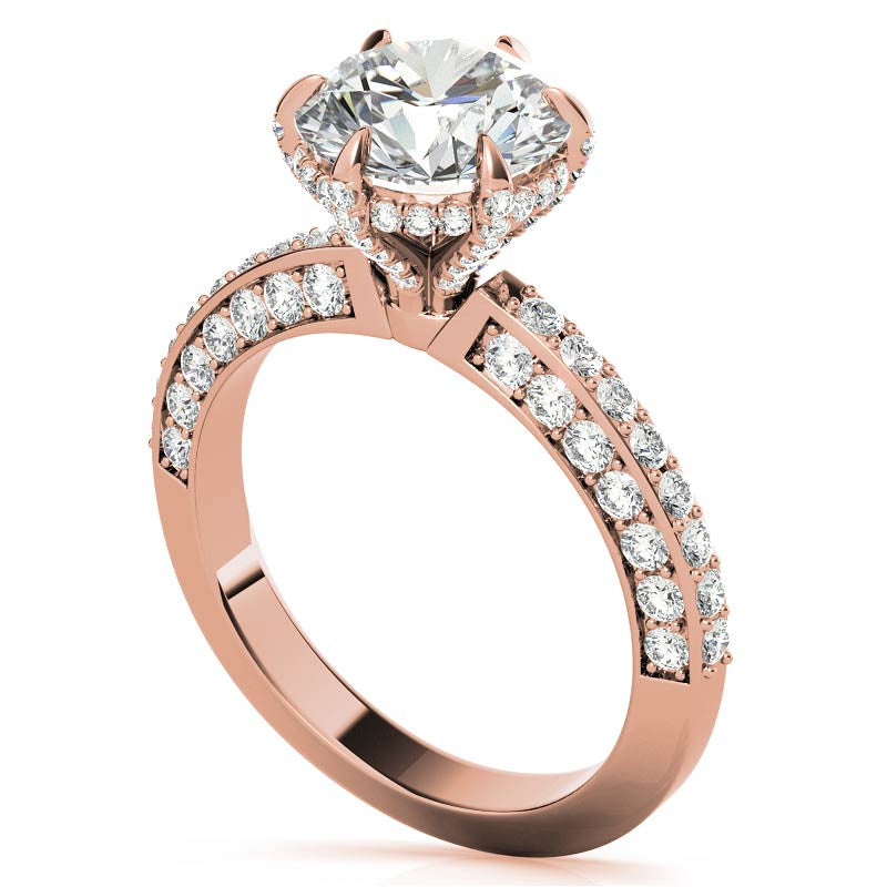 Round Accented 6-Prong Moissanite Engagement Ring