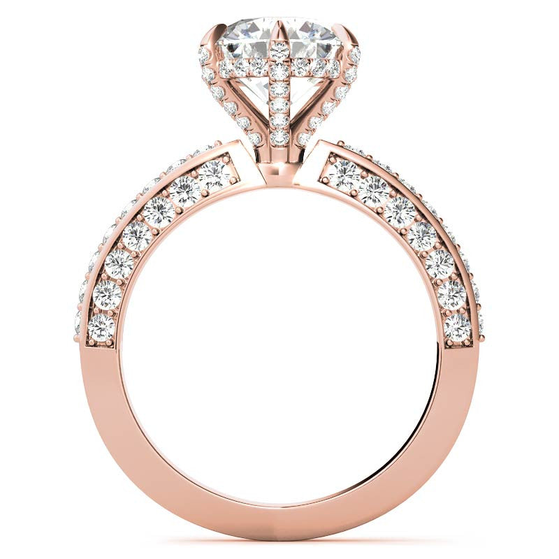 Round Accented 6-Prong Moissanite Engagement Ring
