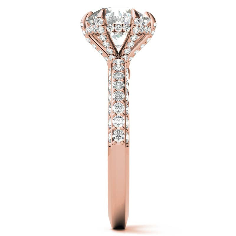 Round Accented 6-Prong Moissanite Engagement Ring