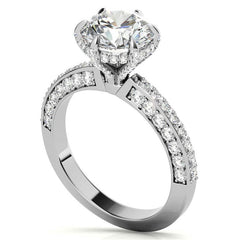Round Accented 6-Prong Moissanite Engagement Ring