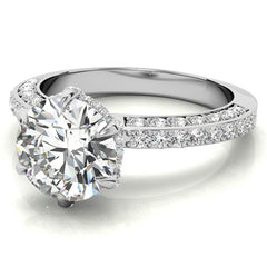 Round Accented 6-Prong Moissanite Engagement Ring