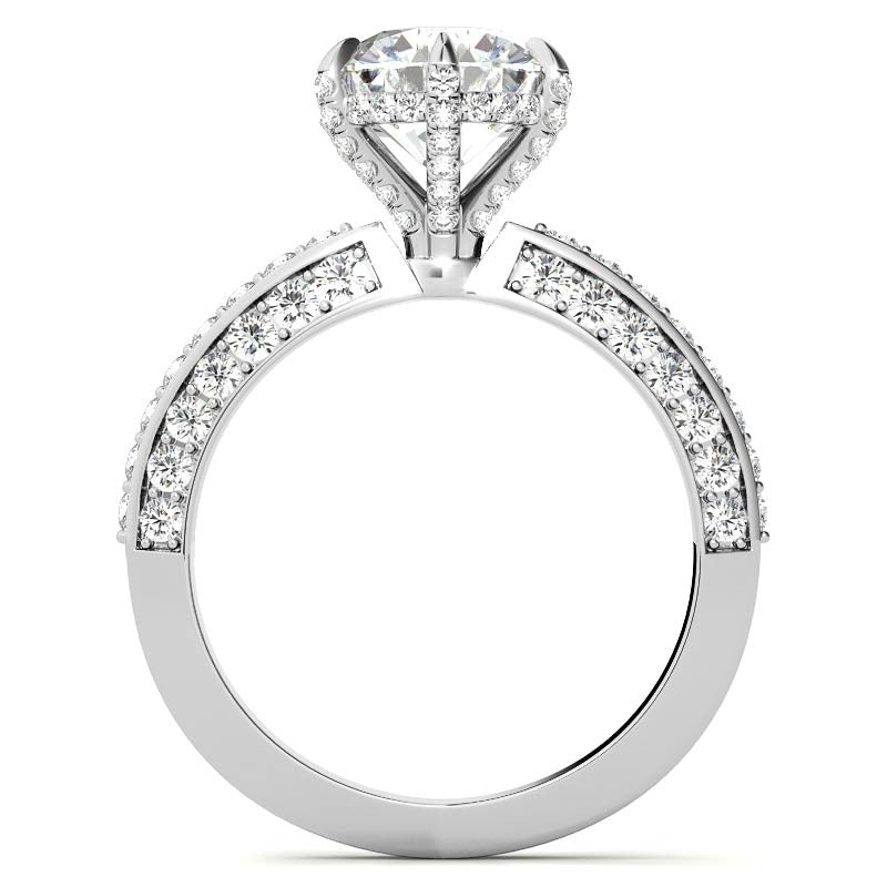 Round Accented 6-Prong Moissanite Engagement Ring