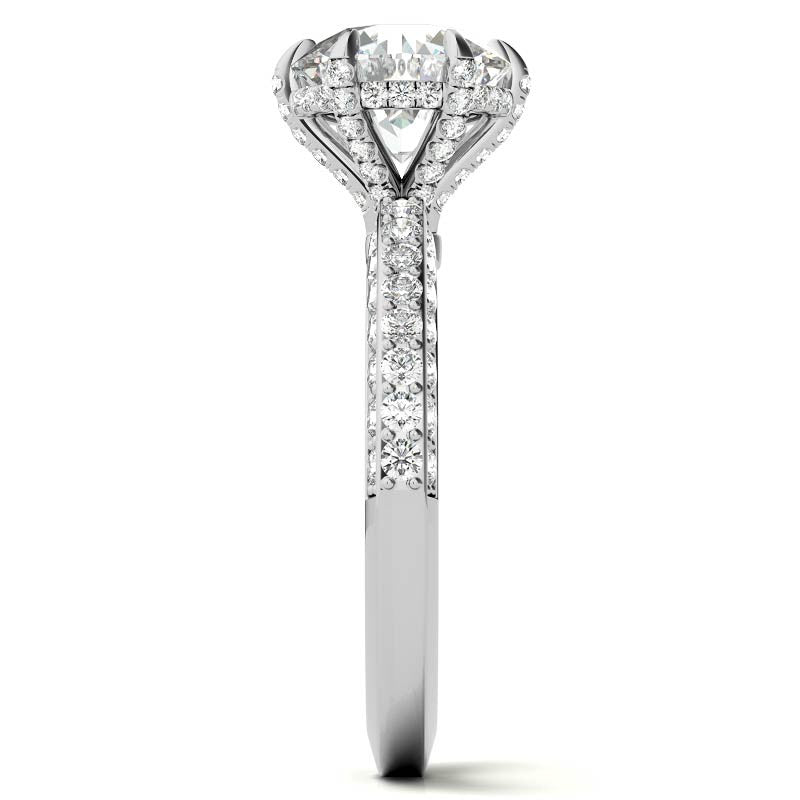 Round Accented 6-Prong Moissanite Engagement Ring