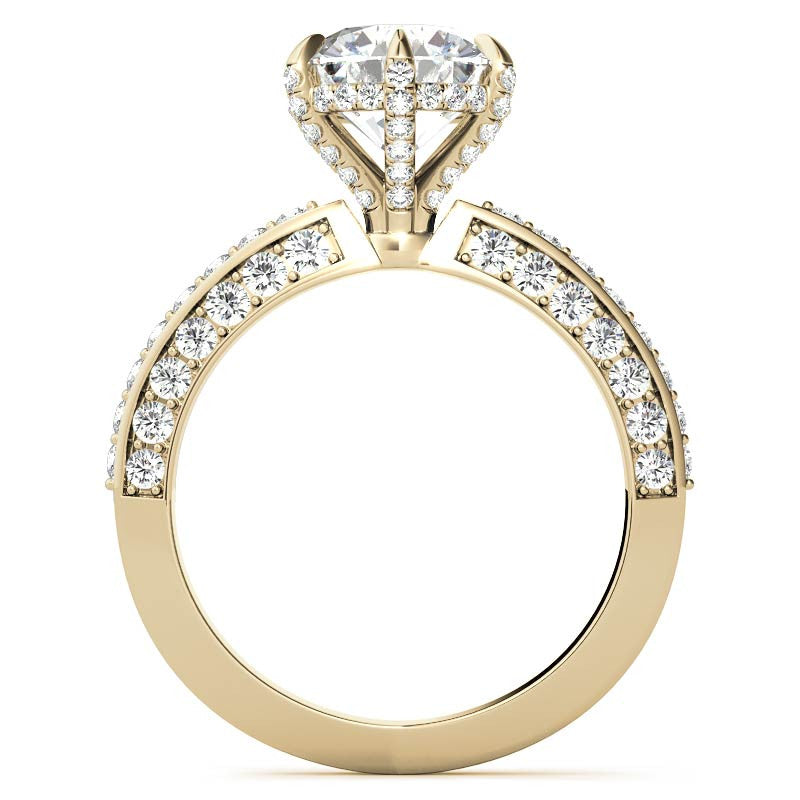 Round Accented 6-Prong Moissanite Engagement Ring