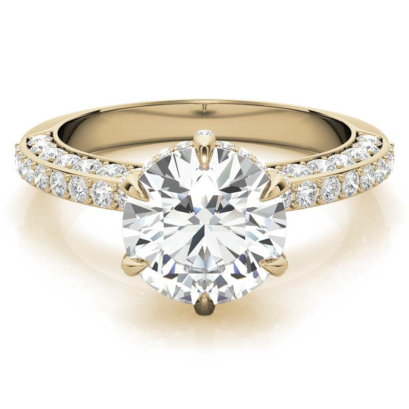 Round Accented 6-Prong Moissanite Engagement Ring