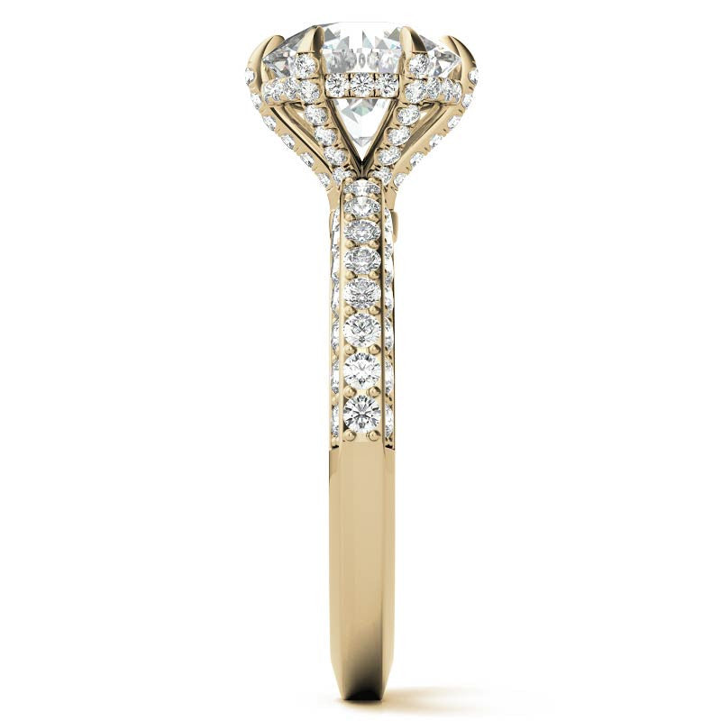Round Accented 6-Prong Moissanite Engagement Ring