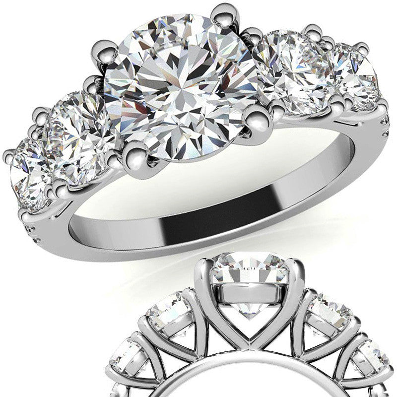 Round 5-Stone Moissanite Engagement Ring