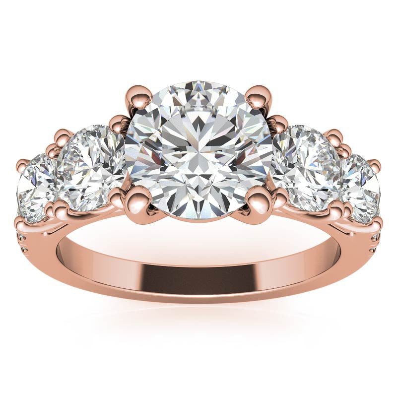 Round 5-Stone Moissanite Engagement Ring