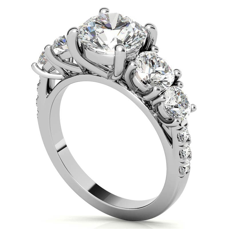 Round 5-Stone Moissanite Engagement Ring