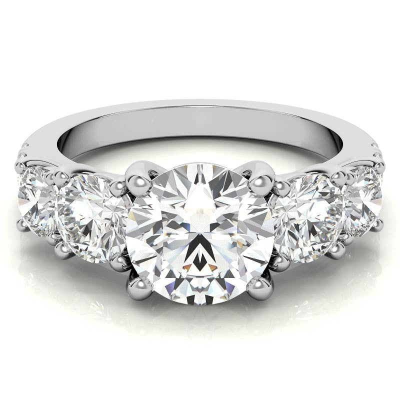 Round 5-Stone Moissanite Engagement Ring