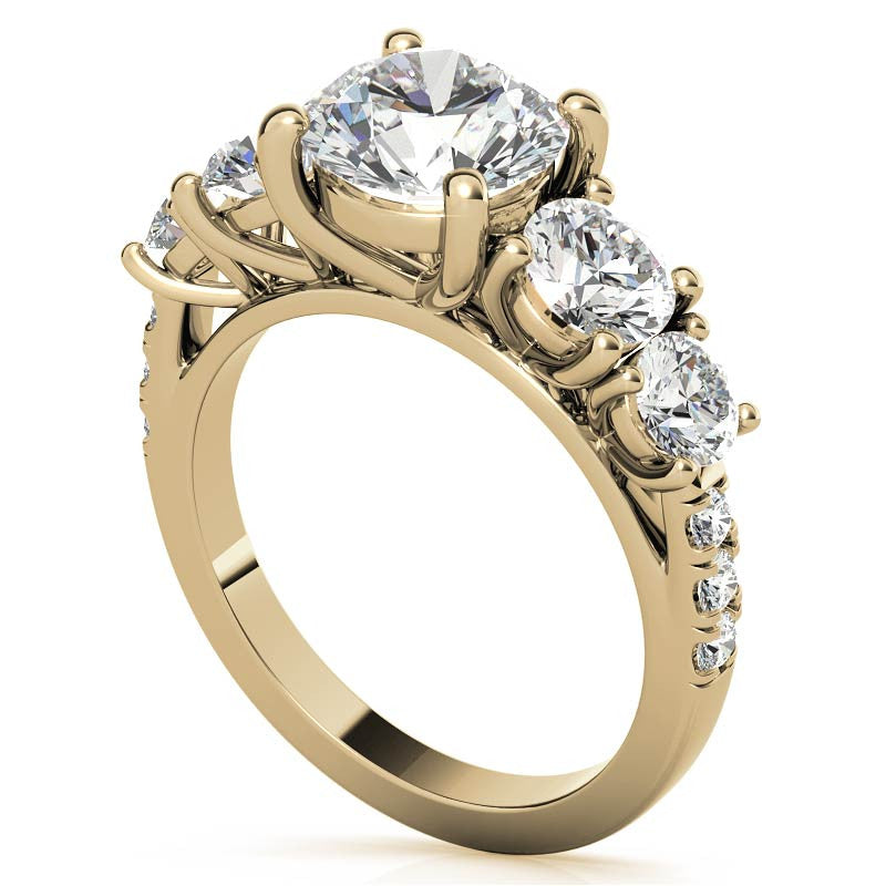Round 5-Stone Moissanite Engagement Ring
