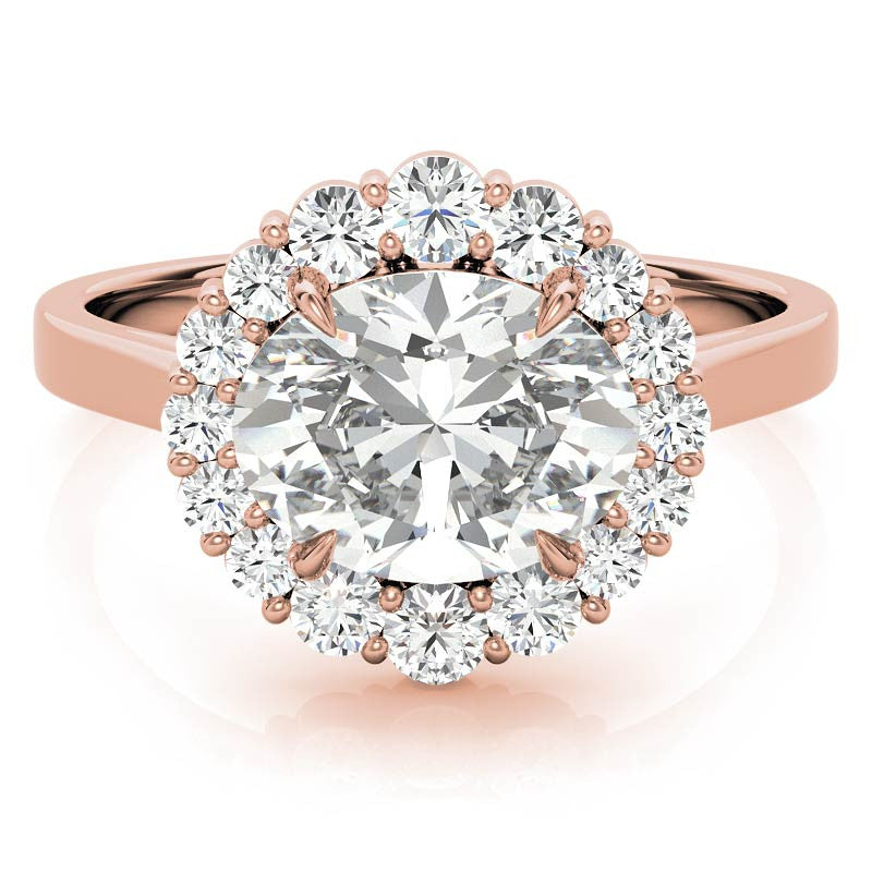 East-West Oval Moissanite Halo Cathedral Engagement Ring