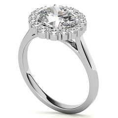 East-West Oval Moissanite Halo Cathedral Engagement Ring