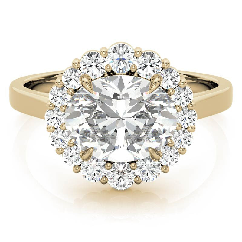 East-West Oval Moissanite Halo Cathedral Engagement Ring