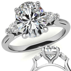 Oval and Pear Three-Stone Moissanite Engagement Ring