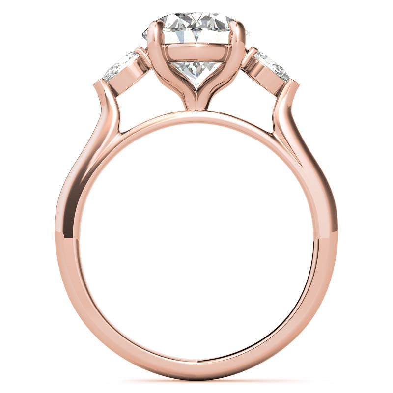 Oval and Pear Three-Stone Moissanite Engagement Ring