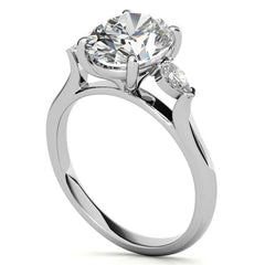Oval and Pear Three-Stone Moissanite Engagement Ring