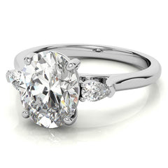 Oval and Pear Three-Stone Moissanite Engagement Ring