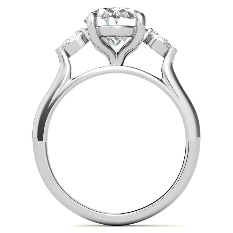 Oval and Pear Three-Stone Moissanite Engagement Ring