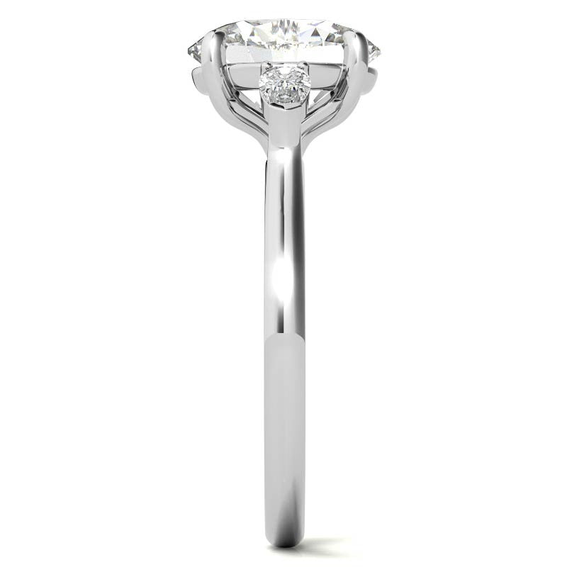 Oval and Pear Three-Stone Moissanite Engagement Ring