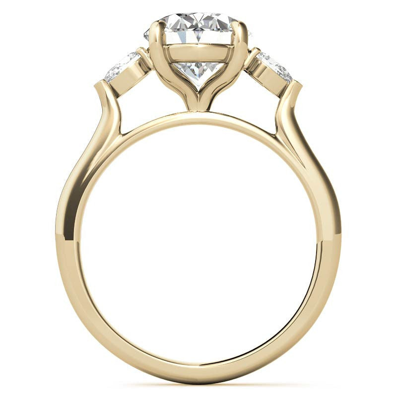 Oval and Pear Three-Stone Moissanite Engagement Ring