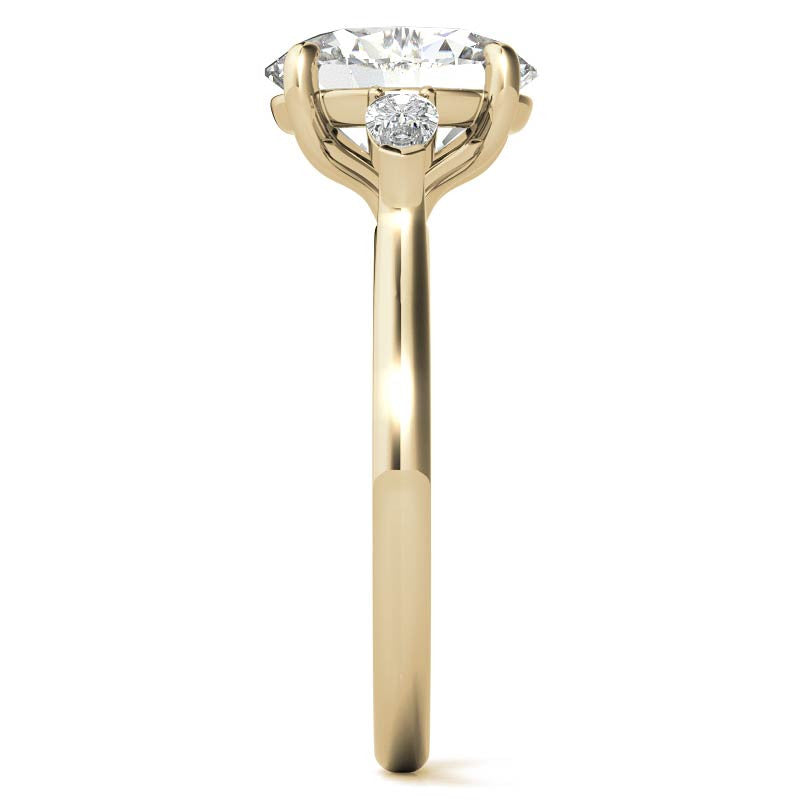 Oval and Pear Three-Stone Moissanite Engagement Ring